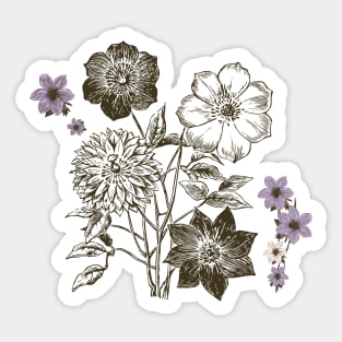 Vintage pink flower fields Sticker